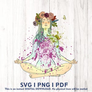 Yoga girl watercolor sublimation Yoga SVG png ,pdf , Yoga SVG, Meditation Sublimation, Women Empowerment SVG, Girl Power  Motivational Png