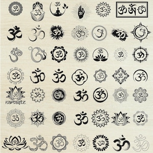 Aum Symbol Svg Bundle, Om Meditation, Ohm Yoga cut file digital download, svg, png, Sankrit, Mantra, Instant, Dark silhouette