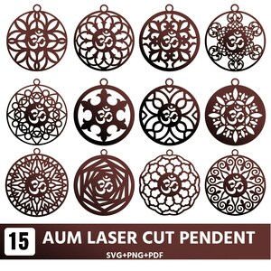 Pacote de Pingente AUM em DXF | Design de Joias Cortadas a Laser | Colar de Geometria Sagrada