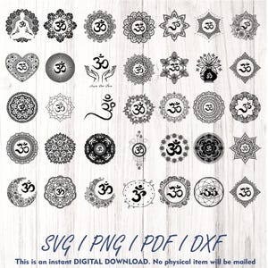 Om Svg Collection bundle, Mandala Svg, Aum Svg, Mantra Svg, Sanskrit Svg, Om Silhouette  PNG, Instant Digital Download Yoga Mandala cut file