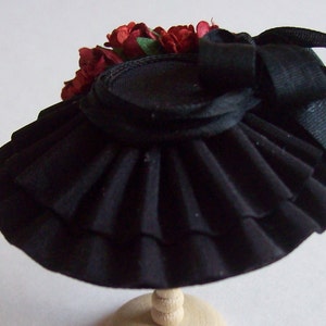 Black Silk Hat With Red Roses 1/12 Dollhouse Handmade - Etsy