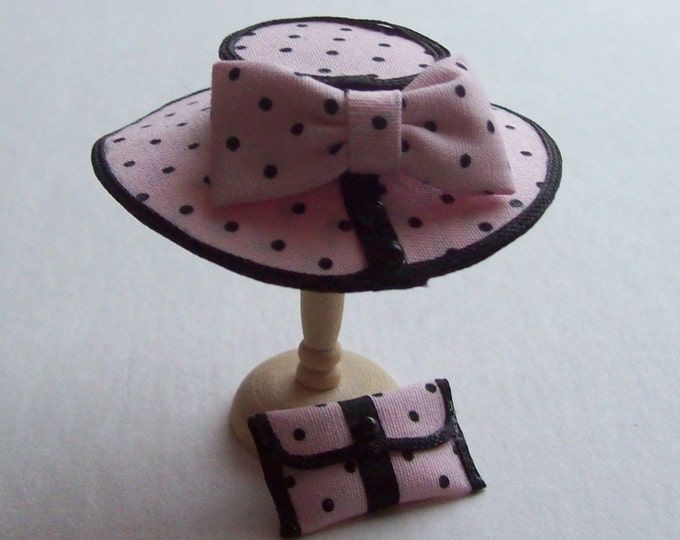 Polka Dot Trim Hat & Bag Combo