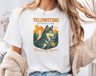 Retro Yellowstone Wolf Shirt: Vintage National Park Tee