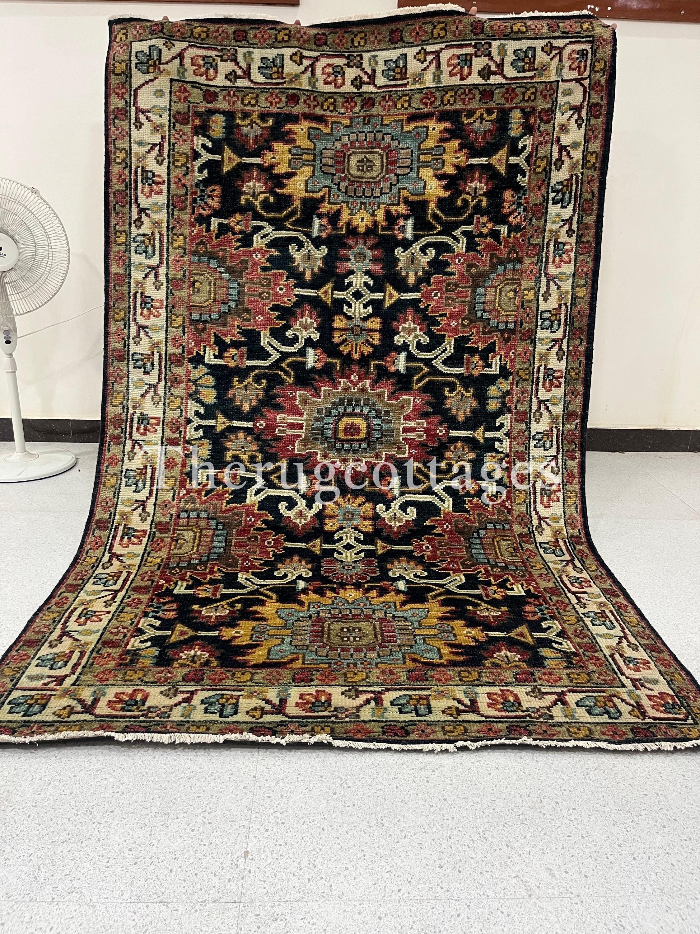 オリエンタルデザイン手織りウールラグ 140x200cm 手織りウールラグ：花柄オリエンタルデザイン、6x9 - Etsy 日本