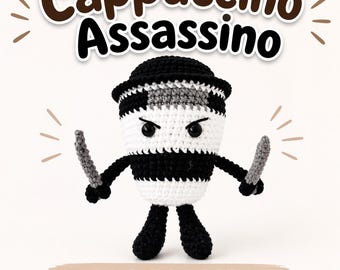 Cappuccino Assassino Crochet Pattern (PDF), Italian Brainrot Amigurumi Toy Tutorial Plush Meme Doll
