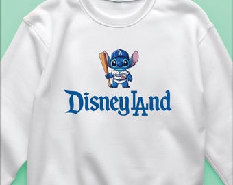 Sudadera de Stitch Dodgers, camiseta de Disney LA, regalo divertido para fanáticos del béisbol, camiseta deportiva de Disneyland