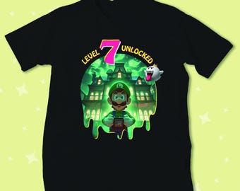 Camiseta de cumpleaños de Luigi de la Mansión Embrujada, camiseta de juego de Nintendo