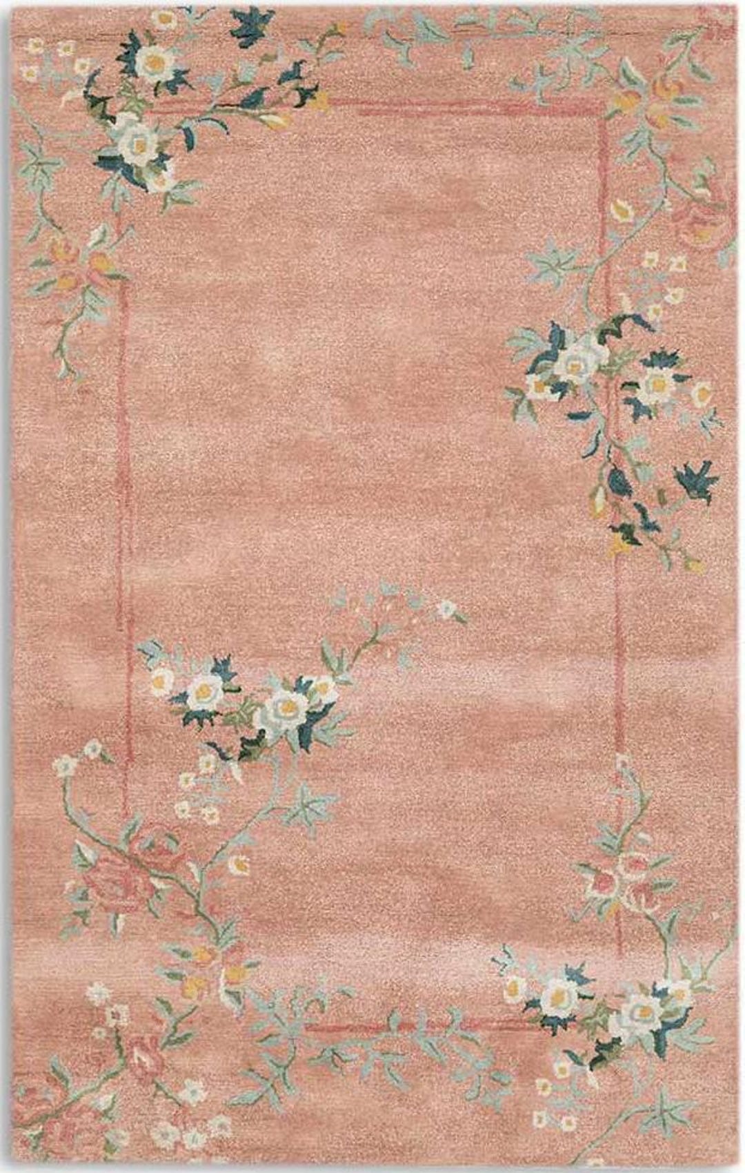 Pink Pattern Rug Traditional Hand-tufted Wool Rug | Vintage Pink Floral Botanical Design - Etsy