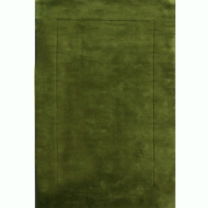 Solid Green Wool Area Rug – Minimalist Hand-Tufted Carpet for Modern Living Room-Bedroom -Dining room