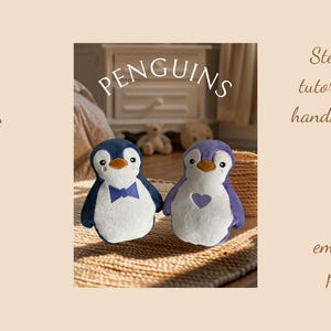 Penguin Plushie ITH Embroidery Pattern – Heart or Bow Tie – 5x5 8x8 8x11  – In The Hoop Soft Toy – Stuffed Animal – Machine Embroidery File