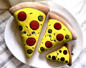 Kawaii Pizza Plush Embroidery Design | ITH Toy Keychain Applique Sizes