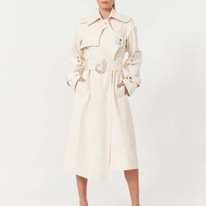 JENDUE Chaby Denim Jacket Trench Coat - Women&#39;s Long Coat