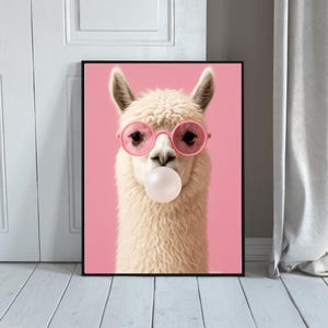 Cool Llama Wall Art, Funny Alpaca Wall Art, Cute Animal Wall Art