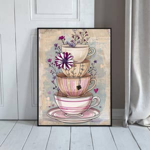 Teacup Wall Art, Trendy Kitchen Wall Art
