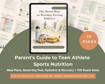 E-book „Odżywianie nastoletnich sportowców” dla rodziców | Odżywianie, nawodnienie i regeneracja w dniu meczu | 100 pomysłów na przekąski | Plik PDF do druku
