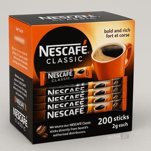 NESCAFÉ Classic 200 Sticks (2g Each) – 100% Original Instant Coffee – Imported with Authentic SAP Code – Free shipping to the USA