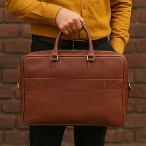 Crazy Horse Leather Laptop Bag: Handmade Business Briefcase