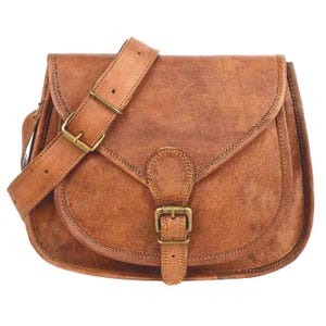 Brown Leather Saddle Bag: Handmade Crossbody Messenger Bag