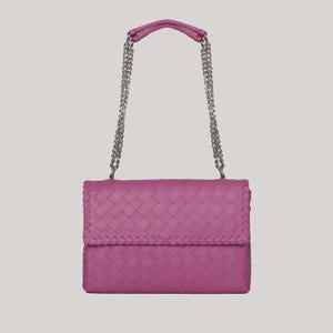 Handmade Leather Shoulder Bag: Women&#39;s Pink & Black Tote