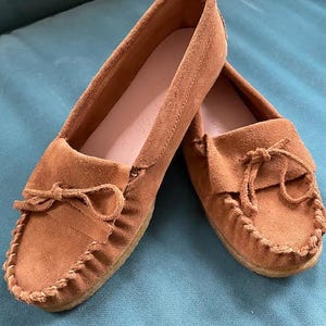 Suede Loafers J Crew Unlined Moccasin Tan Size 9