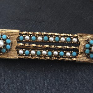 Vintage Turquoise Hair Barrette  Southwest Hair Clip Faux Turquoise And Pearl Hair Clip