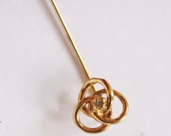 Vintage Infinity Stick Pin Gold Stick Pin Mid-century Jewelry Hat Pin