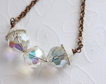 Collar de cristal vintage estilo bohemio, joyería de latón y cristal, regalo para ella.