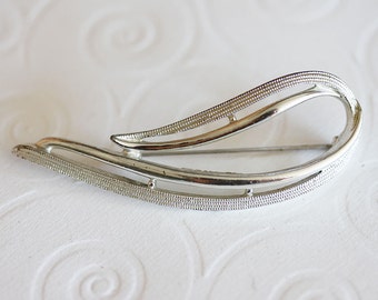 Vintage Jewelry Silver Leaf Pin Abstract Leaf Pin Leaf Brooch Mid Century Brooch