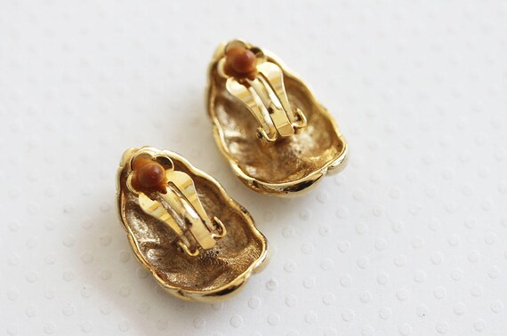 Vintage  Leaf earrings Clip On Earrings Mad Men J… - image 2