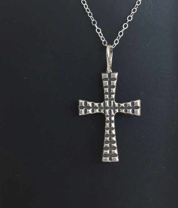 Vintage Sterling Silver Cross Necklace Gothic Cross Necklace Etsy
