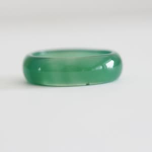 Vintage Solid Green Jade Ring  Size 7.5  Stacking Ring Carved Natural Jade Stone Band Ring