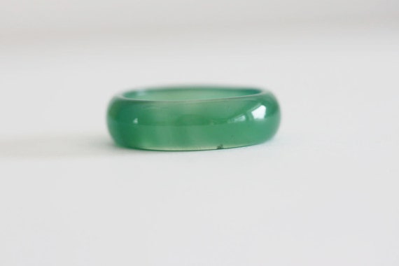 Vintage Green Jade Ring Jade Band Ring Size 7 Nephrite Stone 6mm wide Gift For Her