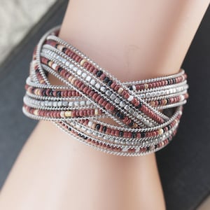 Beaded Cuff Bracelet Bronze Vintage Beaded Cuff Bracelet Gift For Her Vintage Cuff Jewelry