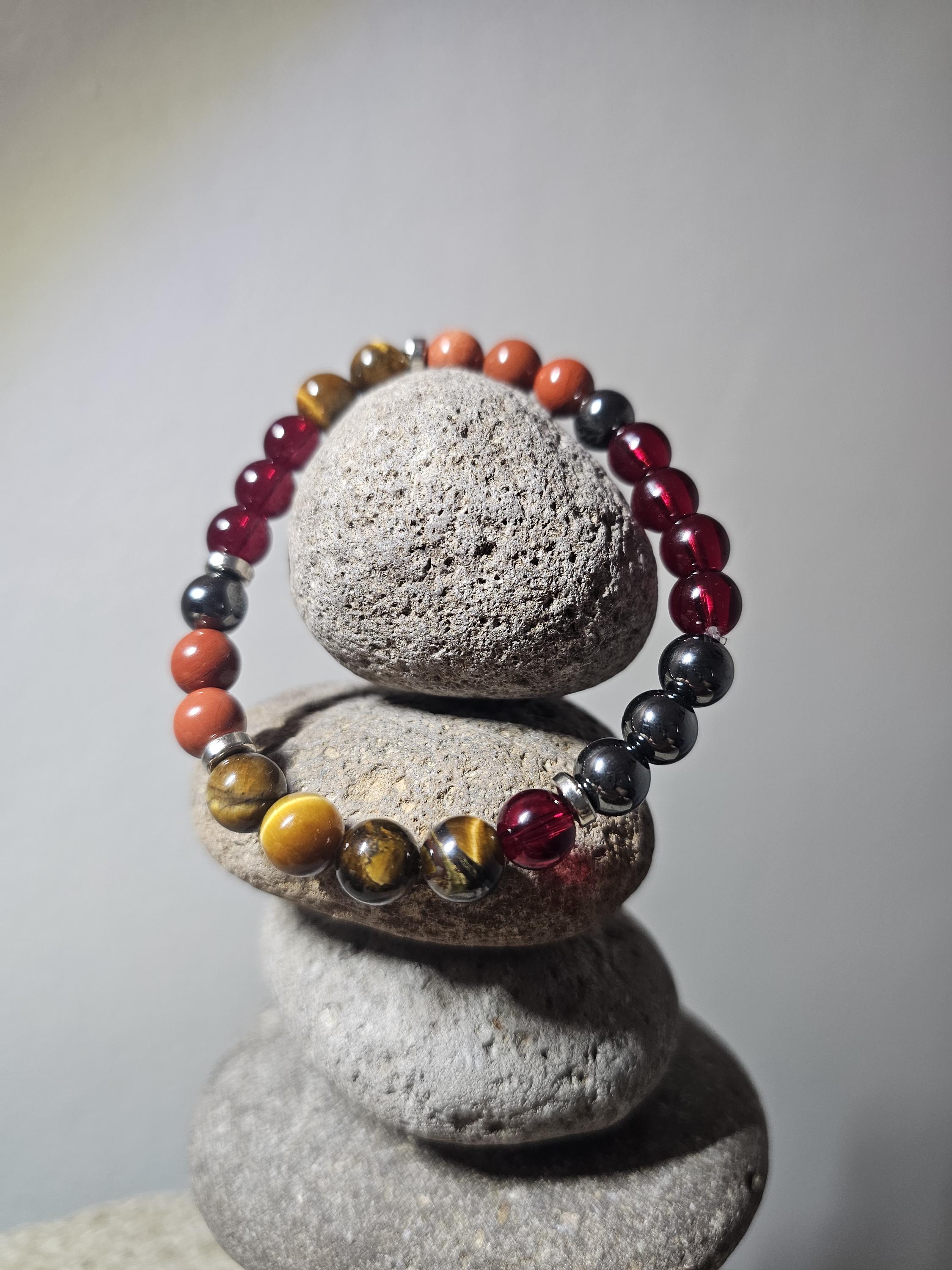 Vital Energy Bracelet (red jasper, hematite, garnet and tiger eye)