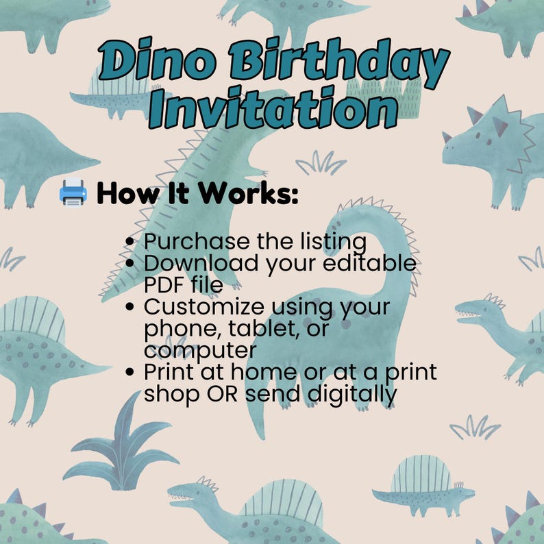 Dinosaur Birthday Invitation Template | Editable Dino Dig Party Invite ...