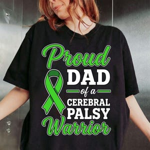 Cerebral Palsy Dad Warrior Ribbon PNG, Support Father Sublimation DTF, Green Awareness Men T-shirt Design, Digitale download