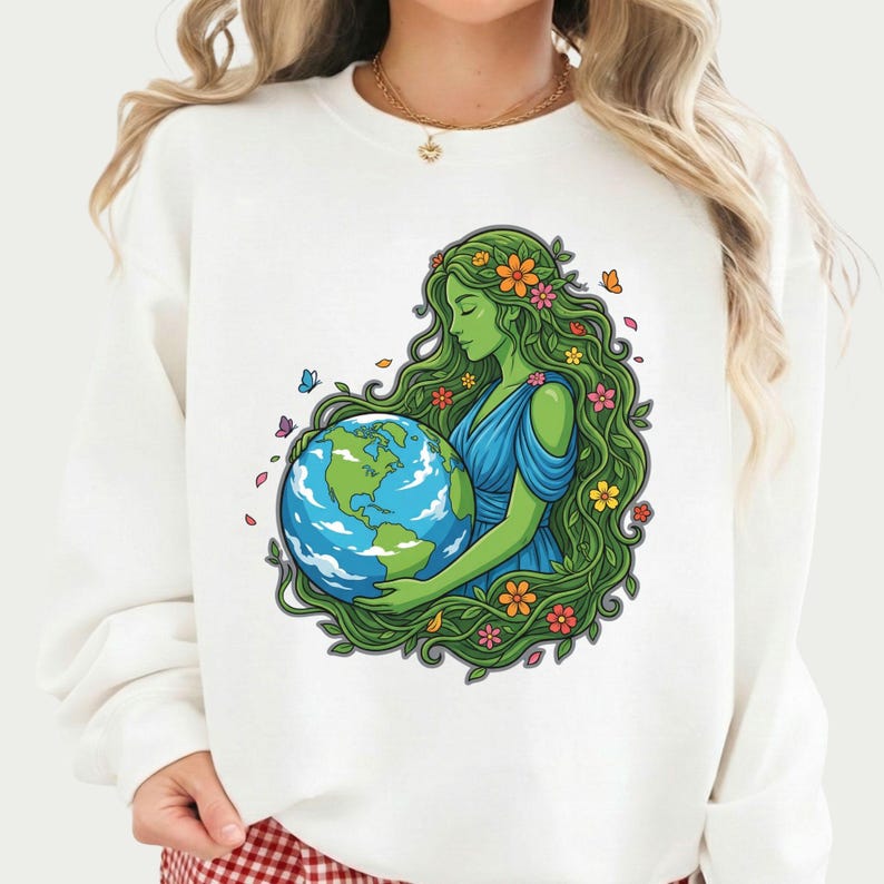 Mother Nature Gaia PNG, Earth Day Goddess Holding Globe Sublimation ...