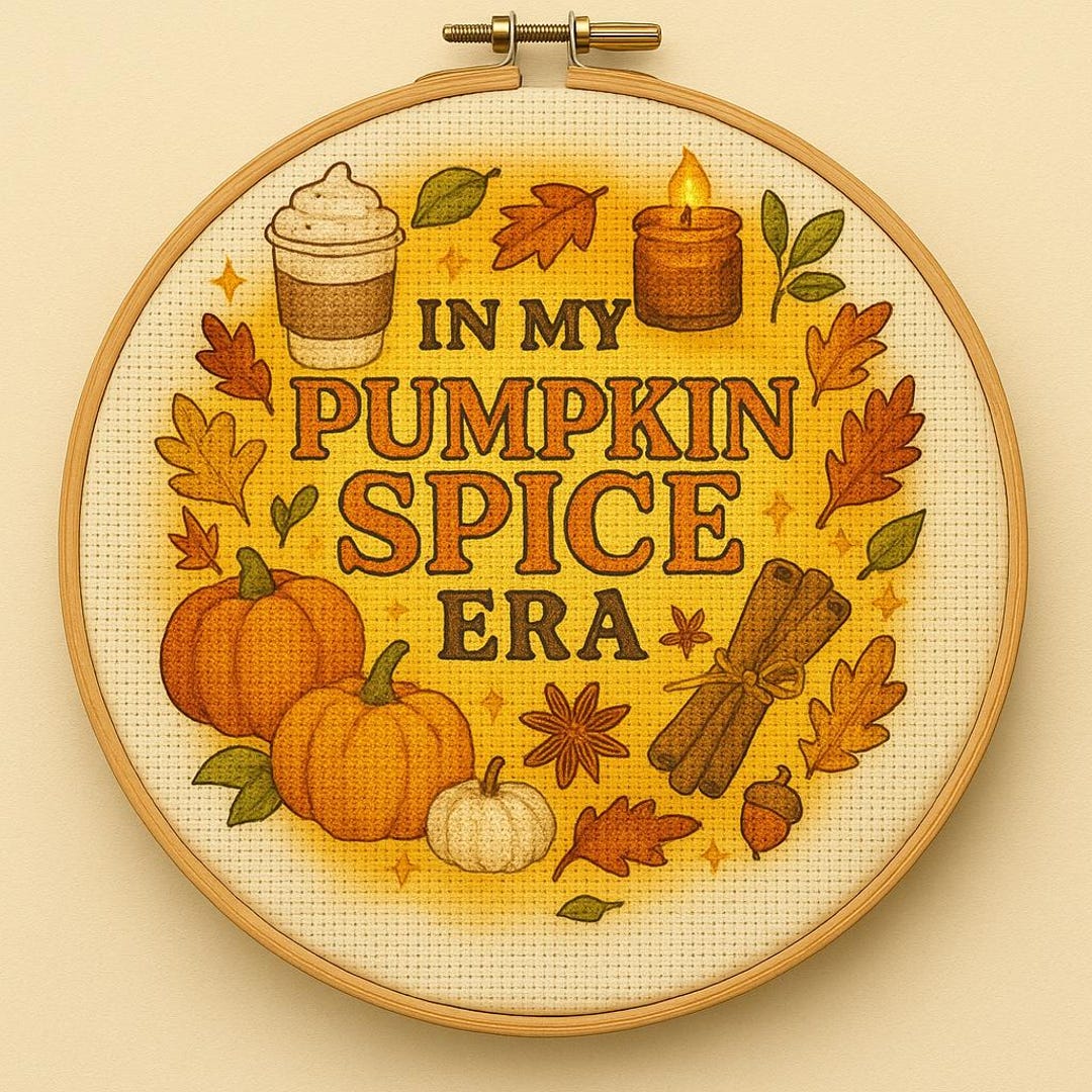 Pumpkin Spice Cross Stitch Pattern PDF – in My Fall Era Embroidery ...