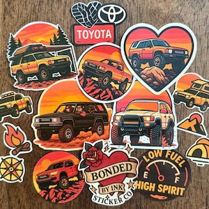 Retro Toyota Overland Sticker Pack Off-Road Adventure Decals Die-Cut Vinyl Stickers Bonded by Ink Sticker Co
