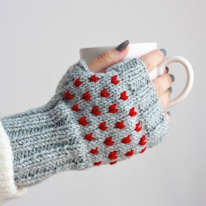 Custom Knit Heart Fingerless Gloves: Accessories for Fall and Winter, Best Gift for Her