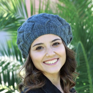 Dark Gray Knit woman beanie, Handknit winter beret, Ladies winter hat, Winter hand knit accessories image 1