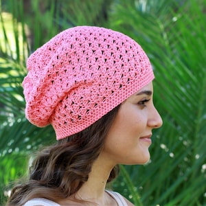Crochet Cotton Slouchy Beanie Women