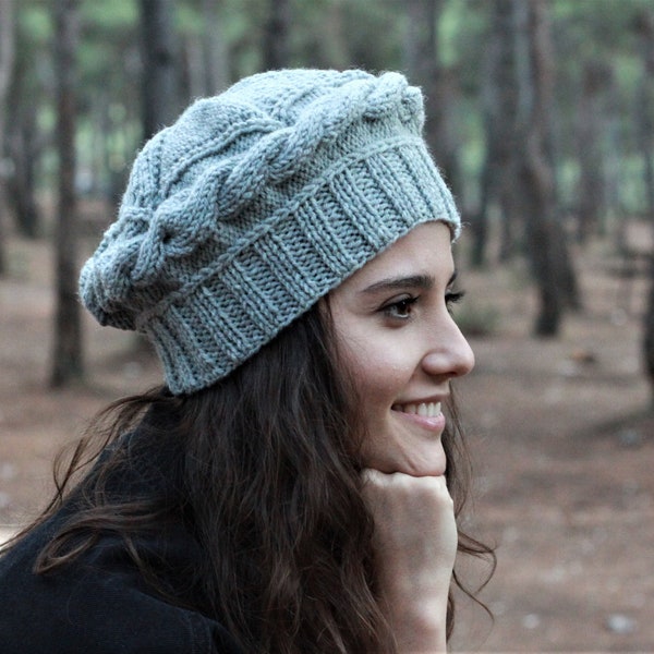 Bonnet en tricot pour femme de couleur personnalisée avec gants assortis, bonnet tricoté main, béret en tricot, accessoires d'hiver, bonnets et chapeaux pour femme, cadeau fait main