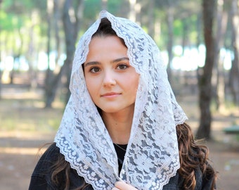 Beige Triangle Church Veil Catholic