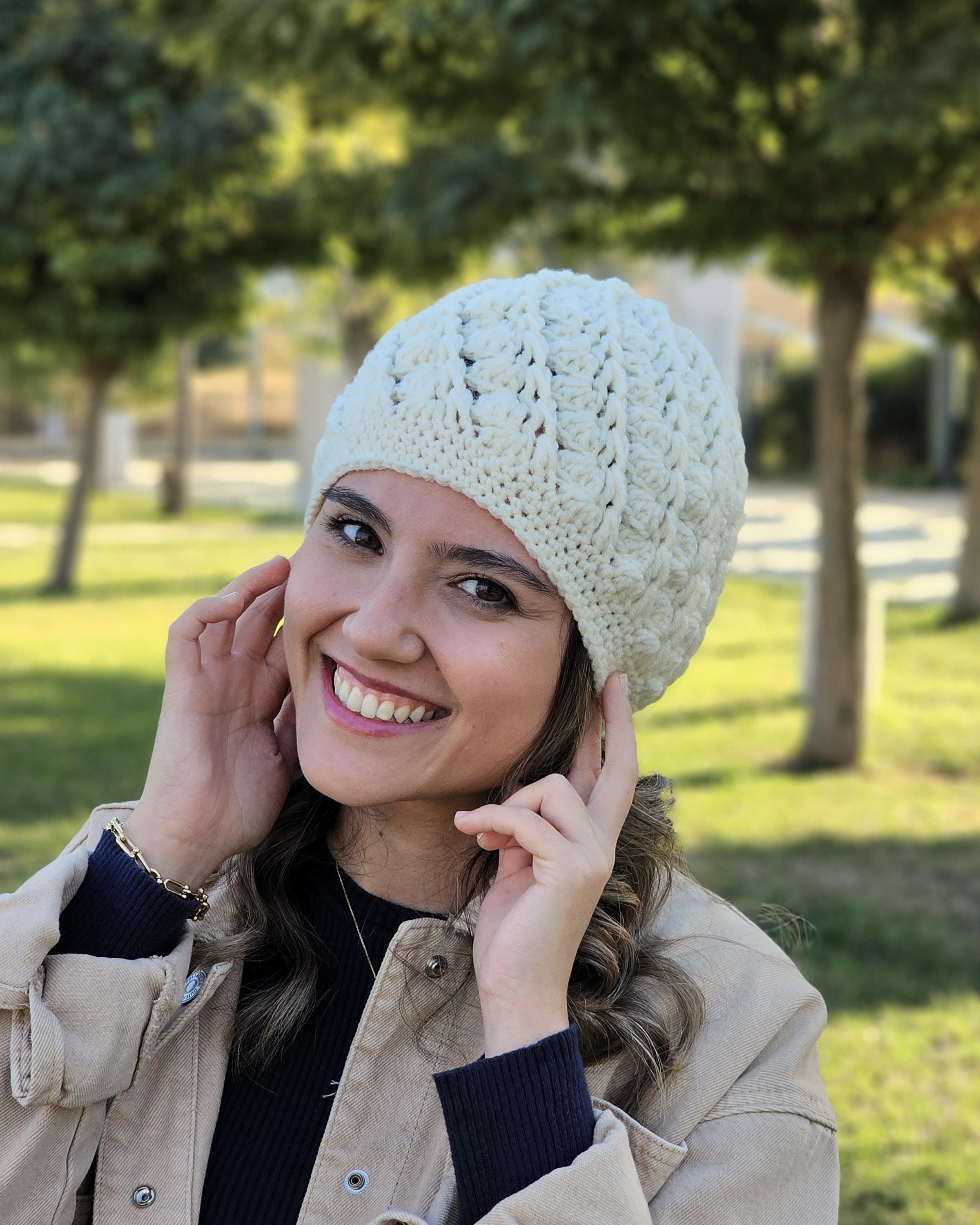 Women\'s Cotton Crochet Slouchy Beanie Hat Handmade Knit Summer Skull Cap Beige ZLYC Women Summer Crochet Hat Handmade Skull Cap with Visor  main image 3