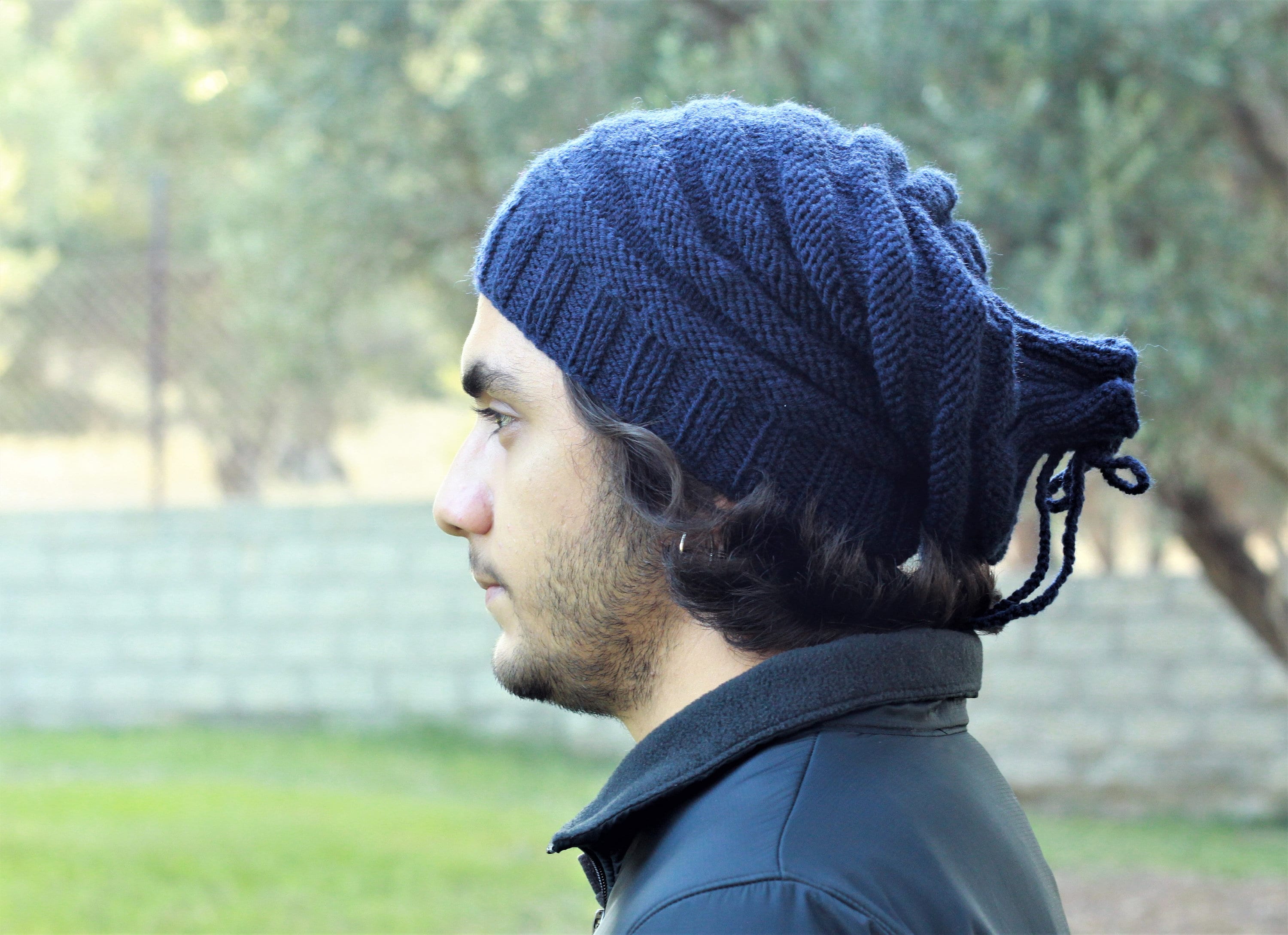 Nordstrom Wool Cashmere Textured Knit Slouchy Beanie Blue One Size NWOT Classic Cashmere Slouchy Beanie – Hat Attack New York main image 2