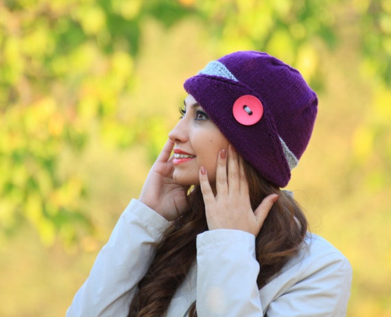 discount 89% Purple Single NoName Tricot hat with earflaps WOMEN FASHION Accessories Hat and cap Purple 