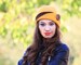 Lucy Cloche knit hat women with a band and asymmetrical brim, Mustard and brown womens winter hats 