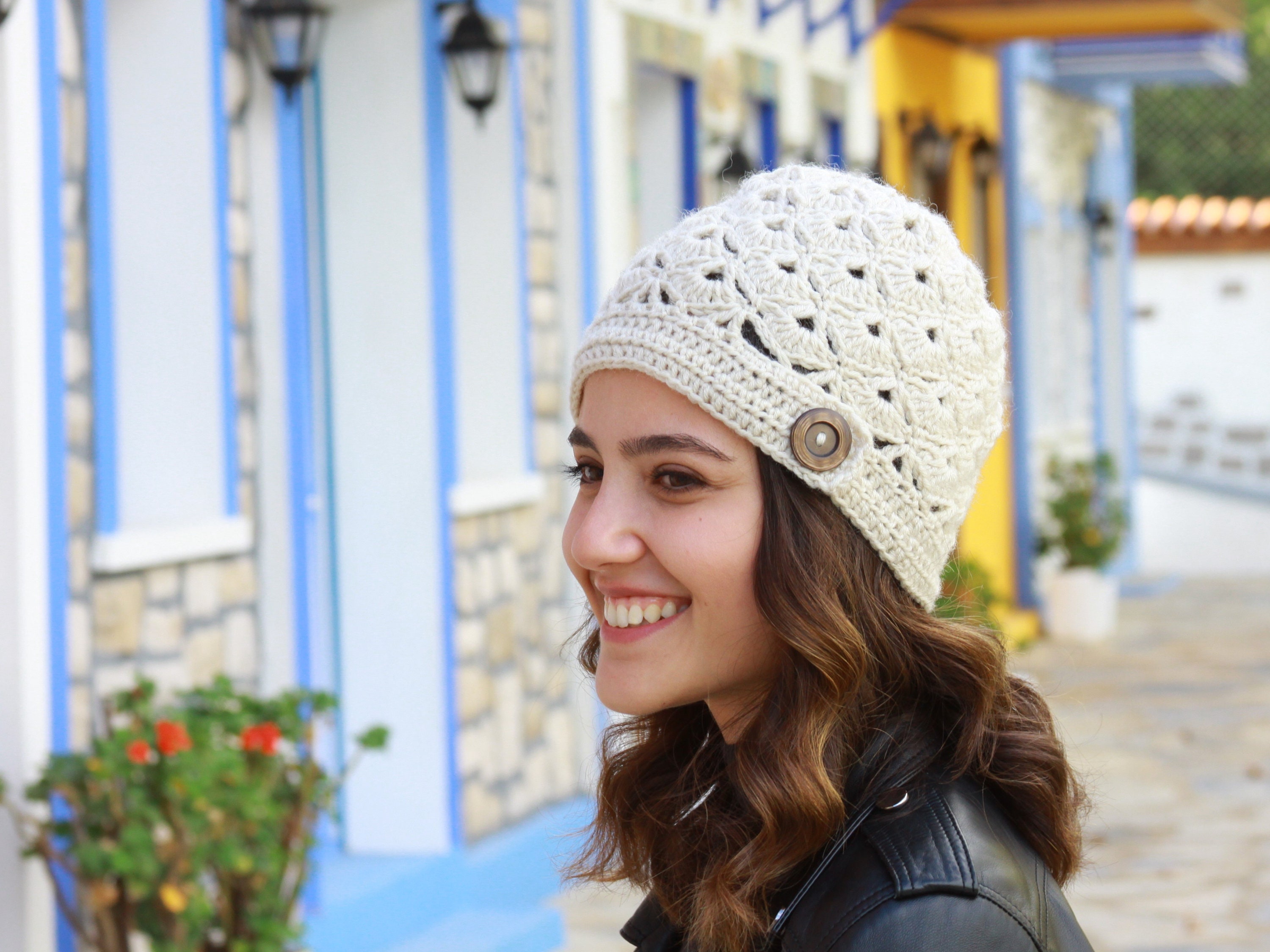 Beige Winter Crochet Beanie Hat for 