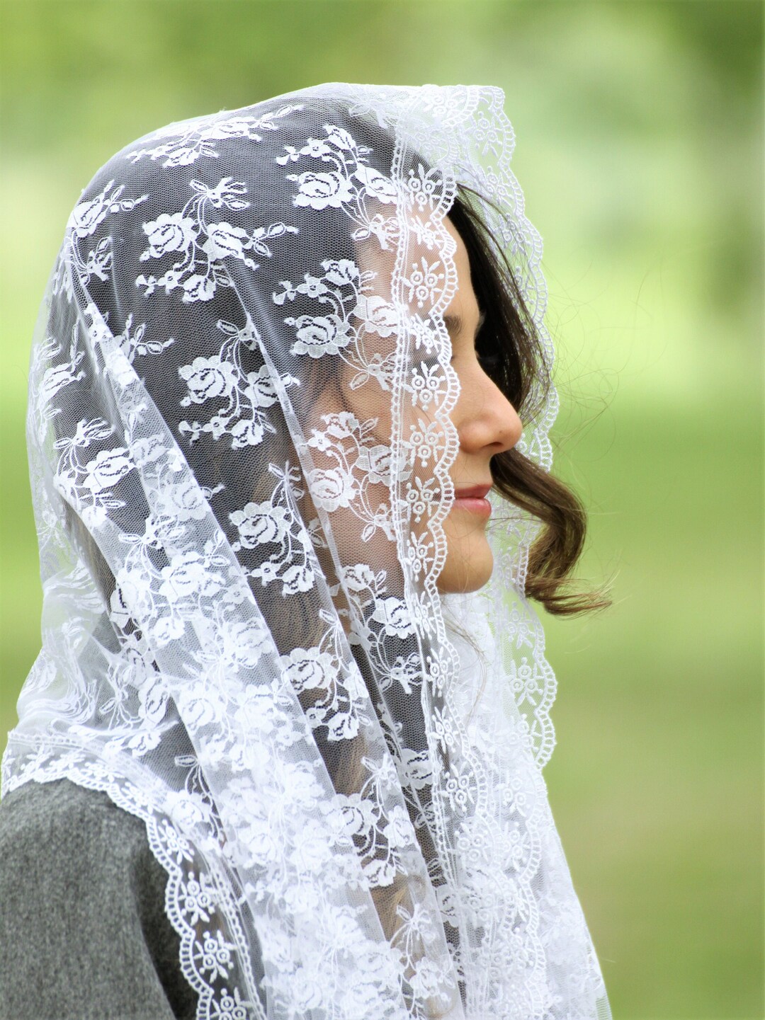 Church Veil for Mass Rectangular Catholic Prayer Shawl Lace Etsy